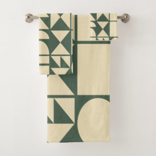 Waldgrüne moderne geometrische Formen Badhandtuch Set