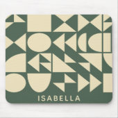 Waldgrüne moderne geometrische Formen Personalisie Mousepad (Vorne)