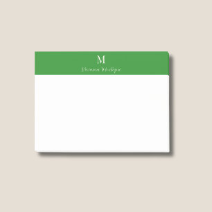 Waldgrüne moderne personalisierte Namensmonogramm Post-it Klebezettel