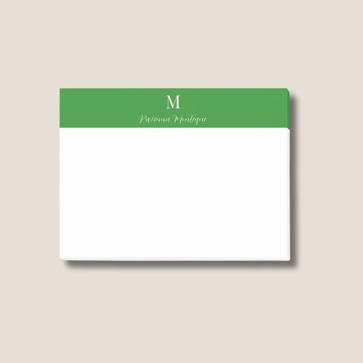 Waldgrüne moderne personalisierte Namensmonogramm Post-it Klebezettel