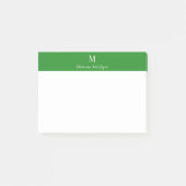 Waldgrüne moderne personalisierte Namensmonogramm Post-it Klebezettel (Vorderseite)