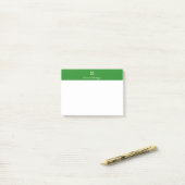 Waldgrüne moderne personalisierte Namensmonogramm Post-it Klebezettel (Auf Schreibtisch)