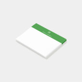 Waldgrüne moderne personalisierte Namensmonogramm Post-it Klebezettel (angewinkelt)
