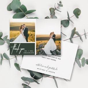 Waldgrüne moderne Schrift 2 Foto-Hochzeit