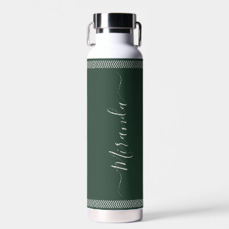Waldgrüne moderne Schriftart mit individuellem Nam Trinkflasche