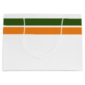 Waldgrüne Orangenstreifen auf weißen Streifen Große Geschenktüte (Vorderseite)