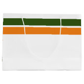 Waldgrüne Orangenstreifen auf weißen Streifen Große Geschenktüte (Rückseite)