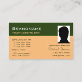 Waldgrüne Pfirsich mit Monogramm und Foto Classic Visitenkarte (Rückseite)