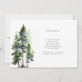 Waldgrüne Pinien Moderne Hochzeit/Details Einladung (Rückseite)