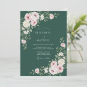 Waldgrüne polierte botanische Hochzeit Einladung (Stehend Vorderseite)