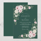 Waldgrüne polierte botanische Hochzeit Einladung (Vorne/Hinten)