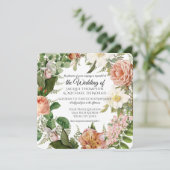 Waldgrüne Rose Vintag Botanische Blumenhochzeit Einladung (Stehend Vorderseite)