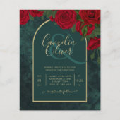 Waldgrüne Rote Rosen Winterhochzeit (Vorderseite)