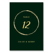 Waldgrüne Rustikale Goldene Zirkel Tischnummer (Rückseite)