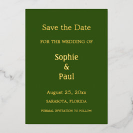 Waldgrüne Save the Date-Foil-Einladung Folieneinladung