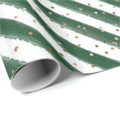 Waldgrüne Streifen und Gold Glitzer Kinder Party Geschenkpapier (Rolleneckpunkt)