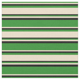 Waldgrüne, Tan und schwarze farbige Linien Stoff