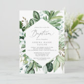 Waldgrüne Taufe Einladung (Stehend Vorderseite)