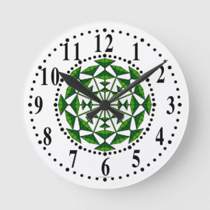 Waldgrüne und grüne Blüte 153-Wall-Uhr Runde Wanduhr