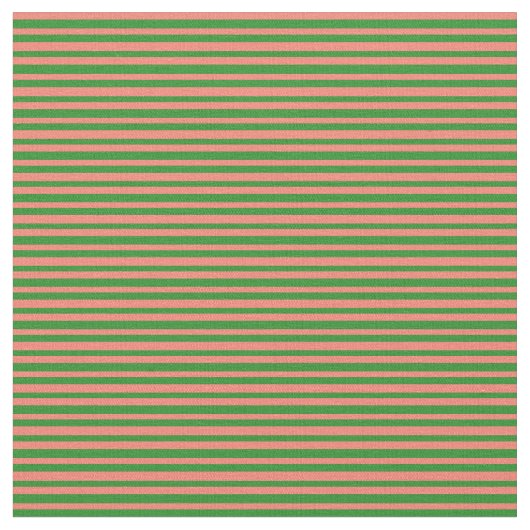 Waldgrüne und lachsfarbene Linien Stoff (Nahaufnahme)
