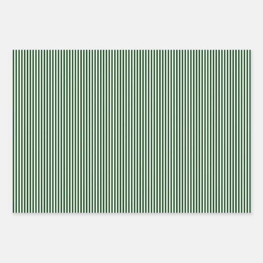 Waldgrüne und weiße Streifen Geschenkpapier Set (Vorderseite 3)