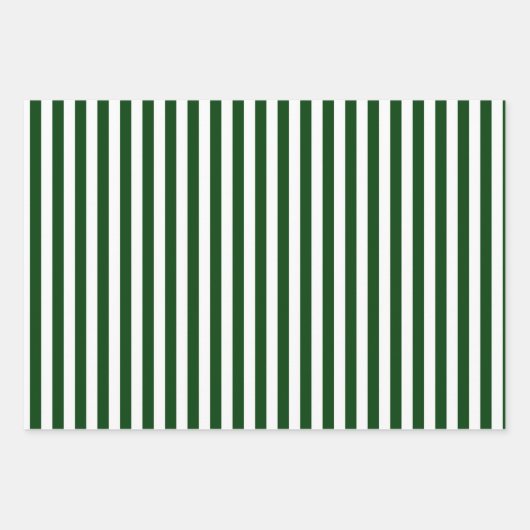 Waldgrüne und weiße Streifen Geschenkpapier Set (Vorderseite 2)
