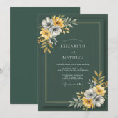 Waldgrüne Wildblumenhochzeit Einladung (Vorne/Hinten)