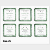 Waldgrüner Glitzer Weißmarken Diamanten Quadratischer Aufkleber (Blatt)