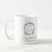 Waldgrüner Kranz Monogramm Weihnachtsinitiale Kaffeetasse (Links)