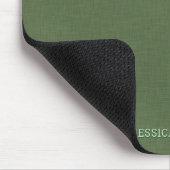 Waldgrüner Leinen personalisierbare Typografie Mousepad (Ecke)