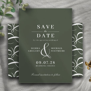Waldgrüner Moos Formale moderne Retro-Typografie Save The Date