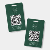 Waldgrüner QR-Code mit individuellem Firmenlogo Ausweis (Vorder- & Rückseite)