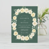 Waldgrüner Rosenkranz Hochzeit Einladung (Stehend Vorderseite)