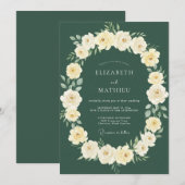 Waldgrüner Rosenkranz Hochzeit Einladung (Vorne/Hinten)