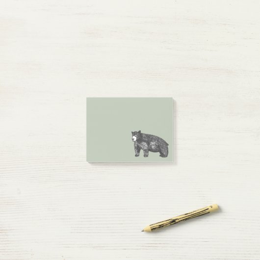 Waldgrüner Rustikaler Schwarzbär Post-it Klebezettel (Auf Schreibtisch)
