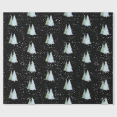 Waldgrüner Schwarzer Weihnachtsbaum und Schneefloc Geschenkpapier (Flach)