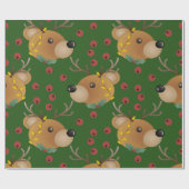 Waldgrüner Weihnachts-Teddybär Geschenkpapier (Flach)
