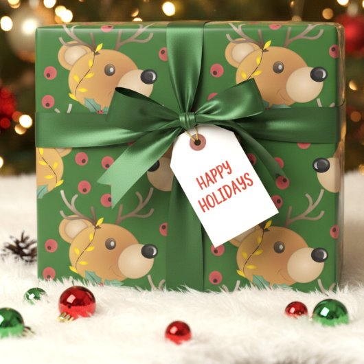 Waldgrüner Weihnachts-Teddybär Geschenkpapier