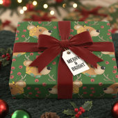 Waldgrüner Weihnachts-Teddybär Geschenkpapier