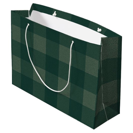 Waldgrünes Büffel-Karo Große Geschenktüte (Rückseite Schrägansicht)