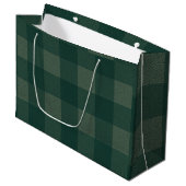 Waldgrünes Büffel-Karo Große Geschenktüte (Vorderseite Schrägansicht)