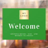 Waldgrünes Firmenlogo Begrüßungszeiten Fensteraufkleber (Blatt 2)