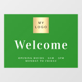 Waldgrünes Firmenlogo Begrüßungszeiten Fensteraufkleber (Blatt)