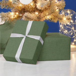 Waldgrünes Leinen-Texturbild Goldrahmen Geschenkpapier