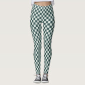 Waldgrünes Moos-Schachbrettmuster Leggings (Vorderseite)