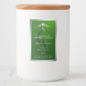 Waldgrünes Produktlabel Silberrahmen Monogramm Lebensmitteletikett (Vorderseite)