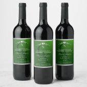Waldgrünes Produktlabel Silberrahmen Monogramm Weinetikett (Flaschen)