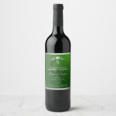 Waldgrünes Produktlabel Silberrahmen Monogramm Weinetikett (Vorderseite)