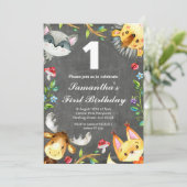 Waldhalkboard Geburtstagseinladung Einladung (Stehend Vorderseite)