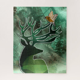 Waldharmonie Bock mit einem Habicht Wildtiere Puzzle